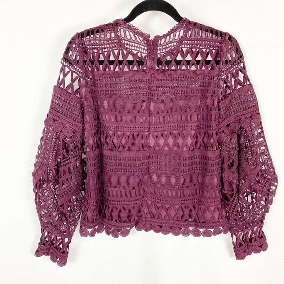 A. MOSS Anthropologie Purple Plum Lace Top - Picture 4 of 4